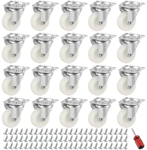 APACALI 20 Stück Lenkrollen Drehbar, Ø 40MM Möbel Lenkrollen Räder, Drehbar Rollen, Transportrollen Höhe 50MM, Transparent Lenkrollen, Möbelrollen mit Schraubendreher und Schrauben