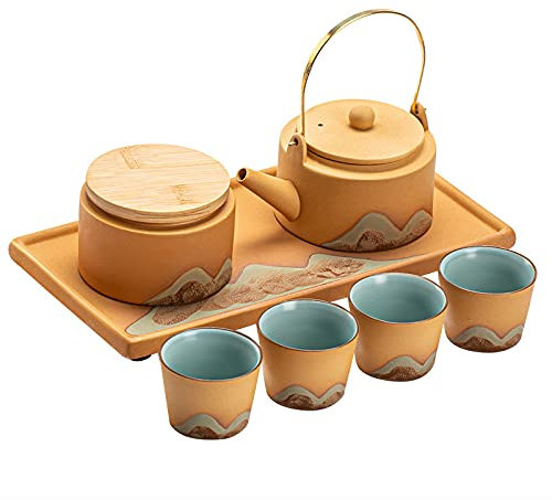 HWSY Set da tè in Porcellana di utilità Set da tè Kungfu Giapponese per Adulti Servizio da tè in Ceramica Cinese Teiera Contenitore da tè 4 Tazze da tè Teiere Interesting