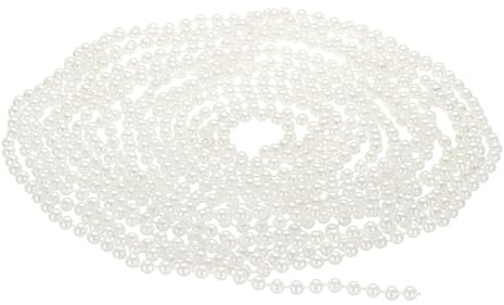 PATIKIL 5mm Imitación Perla Cuentas Guirnalda, 16.4 Pies Perla Cuerda Cadena Perla Rollo para Artesanía Boda Fiesta Hogar Decorativo Joyería Fabricación Navidad Árbol, Blanco