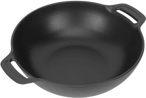 WELL GRILL Gjutjärn wok för Weber Gourmet BBQ system gasgrill och kolgrill, wokpanna gjutjärnspanna för Enders Switch Grid rostsystem gasgrill, galler tillbehör