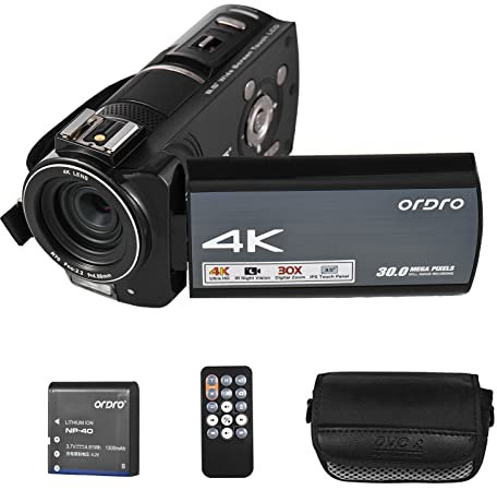 Irfora HDR-AX10 Videocamera digitale 4K Videocamera WiFi Registratore DV Pannello touch IPS da 3,5 pollici 30MP Zoom digitale 30X Rilevamento facciale Visione notturna IR Anti-shake con telecomando