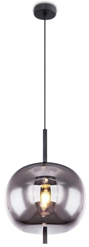 bmf-versand® Rauchglas Hängelampe Esstisch aus Glas - Moderne Pendelleuchte Schwarz als Wohnzimmerlampe Schlafzimmerlampe hängend - Hängeleuchte Deckenleuchte Flur Esszimmerlampe Treppenhaus