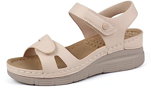 Ortho+rest Donna Sandali da Passeggio con Supporto All'arco Plantare Comode Sandali Ortopedici (39,Beige)
