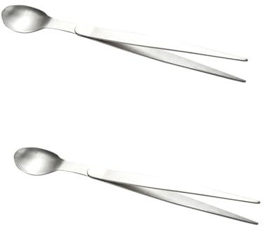 ABOOFAN 2pcs Mini Stainless Steel Tasting Spoons and Chopsticks Integrated Design Spoons for Home Kitchen Restaurant and Hotel Use