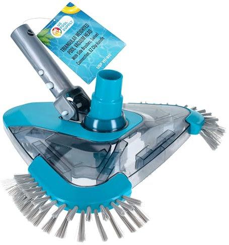 U.S. Pool Supply Testa di aspirazione triangolare di alta qualità per piscine con spazzole laterali, attacco girevole, maniglia a clip EZ - Piscine fuori terra e interrate - Rivestimento in vinile per