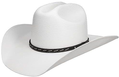 Stetson Vanlesco Western Toyo Strohhut Einfarbiger Cowboy Sonnenhut mit Ledergarniturband UV-Schutz 40 Made in Mexico Unisex Frühjahr/Sommer weiß S (54-55 cm)