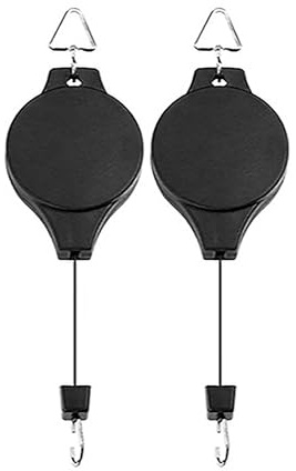 AIWMQYYF 2 Pcs Retractable Hanging Pulley and Hooks - Basket Watering Device With Chains for Flowers, Pots, Bird Feeders (Black)