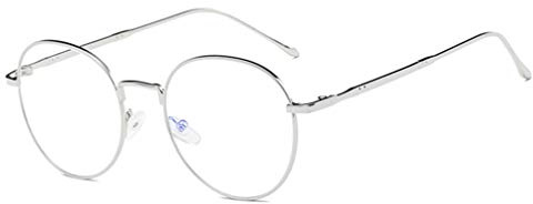 DAUCO Unisex Blaulichtfilter Brille Computerbrille Retro Sixties Style Runde Metall Brillen Damen Herren