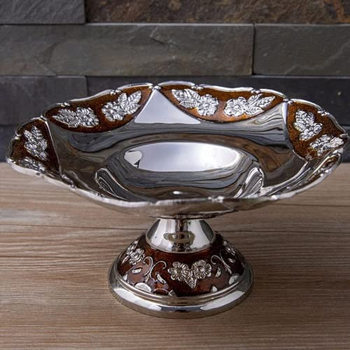 OQHAIR Frutero Vintage Bandeja de Almacenamiento de Frutas Snack Nueces Plato de Dulces Retro Europeo Soporte Alto Restaurante en casa KTV Cesta de Frutas de Escritorio Plato de Frutas (C