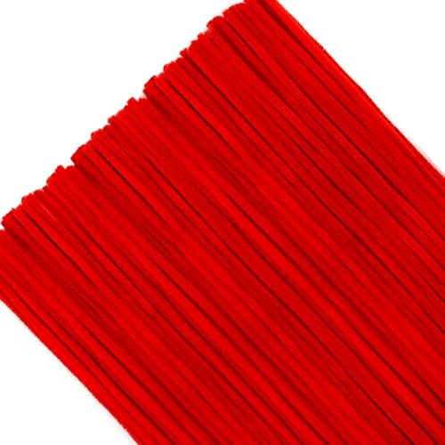 TOAOB 200 Stück Pfeifenputzer zum Basteln Pfeifenreiniger Rot | Chenilledraht Lang 30cm und Breit 6mm, Pipe Cleaners für Basteln und Dekorieren Kunst Handwerk DIY