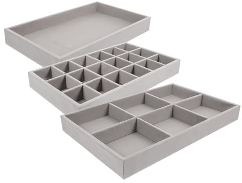 Cabilock Lot De 3 Plateaux De Rangement Pour Boucles Doreilles Présentoirs Boîtes De Rangement Pour Bijoux Pour Femmes Et Hommes