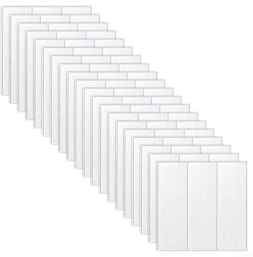 20 adesivi 3D in schiuma a forma di mattoni, autoadesivi 3D, piastrelle in pietra, pannelli in schiuma morbida per cucina, camera da letto, soggiorno (bianco)