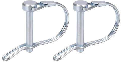 DTGN Pasador de Bloqueo de Eje de 5 mm x 40 mm (DxL) - Paquete de 2 - para Remolques Agrícolas - Pasador de Acoplador Redondo de Acero al Carbono con Oreja - Tono Plateado