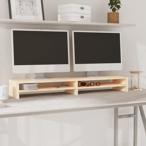 ShCuShan Monitorständer 100x24x13 cm Massivholz Kiefer Schreibtisch ZubehöR Bildschirm StäNder Monitor Shelf Computer Monitor Stands