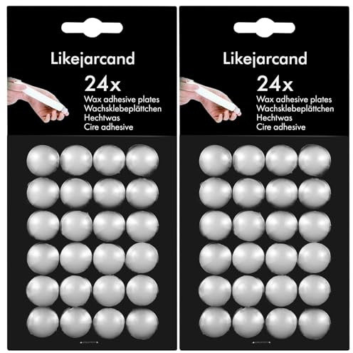 Likejarcand 48 Pieces White Adhesive Small Candles, Accessories Candle Wax Dots- Adhesive,Wax Sticky Dots,Candl Accessories (48)