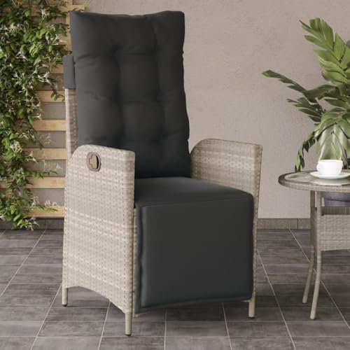 ZEYUAN Gartensessel mit Fußteil Verstellbar Hellgrau Poly Rattan, Gartenstühle, Gartenmöbel, Balkonstuhl, Garten Stühle, Terrassenstühle, Balkonmöbel - 365286