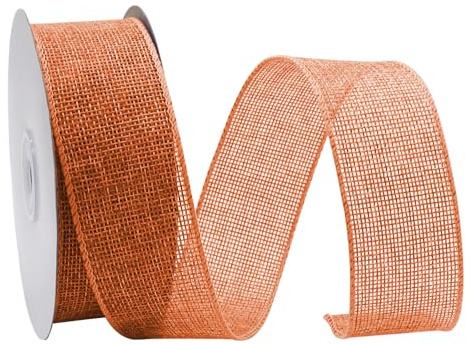 GOIYZTTR 10M Orange Sackleinen Band Rolle 4 cm Breit Juteband Jahrgang Verdrahtet Sackleinen Decoband Geeignet für DIY-Bastelverpackungen Geschenke und Blumenstraußdekoration