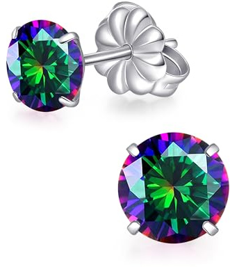 TitanHeart Reintitan Ohrstecker, Hypoallergen F136 Implantat Grad Ohrstecker mit 6mm Geburtsstein Kristalle CZ Simulierten Diamanten für Damen Herren