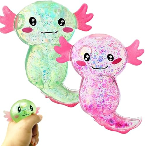2 Stück Axolotl Spielzeug, Axolotl, Axolotl, Squeeze Toy, Stress Relief Squishy Ball, Squishy Toy, Stress Toy für Kinder und Erwachsene, Squeeze Ball für Party, Geburtstags