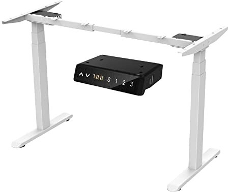 AIMEZO Stehpult Gestell Dual Motor Höhenverstellbar Elektrisch Schreibtisch 64cm bis 129cm, Sitzen Stehen Tischbeine mit Memory Pannel Kollisionsschutz (3 Stufen, Weiß)