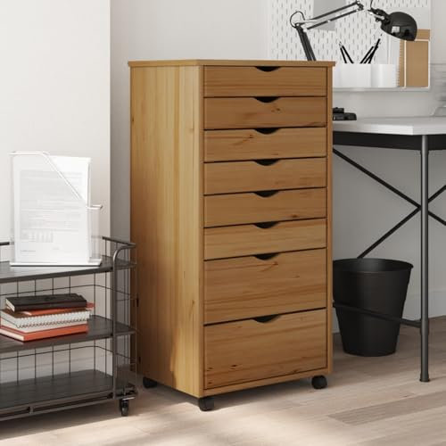 Xichuzi Cajonera con Ruedas Moss Madera Maciza Pino marrón Miel, Comoda Dormitorio, Muebles Dormitorio, Cajonera para Armario, Gavetero Dormitorio, Cómodas Y Cajoneras - 355897