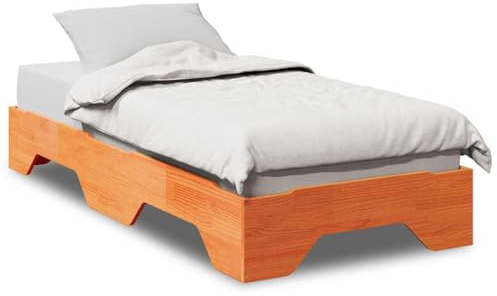 vidaXL Cadre de lit sans Matelas empilable Cire Marron 100x200 cm, lit empilable, Meuble de Chambre, lit en Bois, lit Simple empilable, sommier