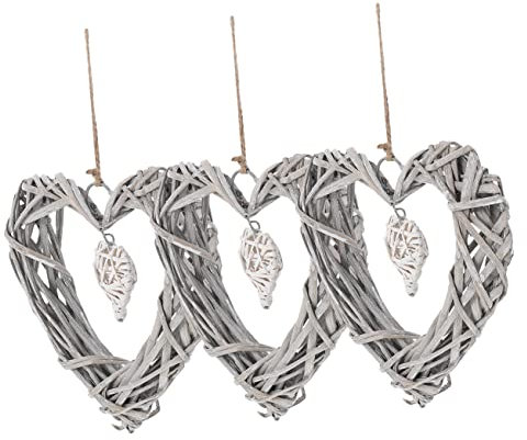 Cabilock 3stücke Hängende Herzdekoration Für Wand Aus Weidengeflecht Rustikaler Weidenkranz in Herzform Passend Für Hochzeitskranz Weihnachtsdeko Türkranz Home Office Decor