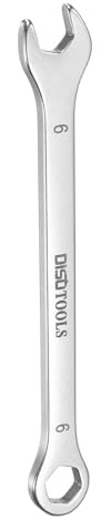sourcing map Llave combinada fina de 6 mm de desplazamiento, caja de 6 puntos y mini llave combinada de extremo abierto en ángulo de 15° 30Cr13 de acero inoxidable con llave métrica para reparaciones