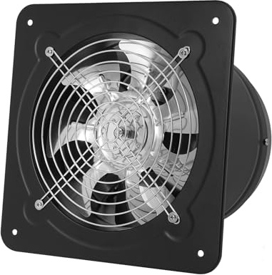 Qussse Ventilateur d'extraction d'air mural 80 W 195 mm 850 m³/h Ventilateur WC pour déshumidification et ventilation pour cuisine, salle de bain, bureau et garage