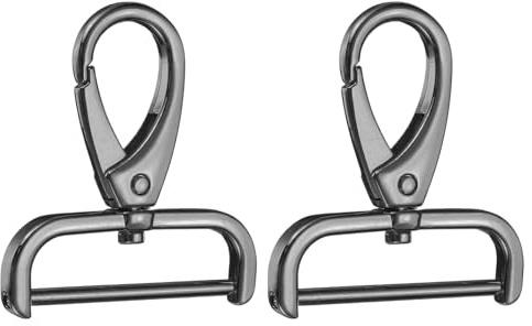 QUARKZMAN 2pcs Mosquetones Giratorios con Anillo D, 38mm Llavero Metálico con Cierre de Langosta Mosquetón Hebilla Abierto para Manualidades Mochila Bolso Artesanía Bricolaje, Gris