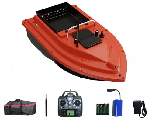 LOKEEVAN 500m Futterboot mit GPS, 12000mAh Akku Köderbootmit großem Köderbehälter 1,5 kg Tragkraft 16 GPS Positionspunkte, 3 Nachtlichter Automatisches Köderboot für Seen, Flüssen, Meeren