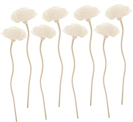 POPETPOP Varillas Difusoras Aromáticas De Ratán Forma De Flor, 8 Unidades, Color Natural, Absorción Rápida, para Difusor De Perfume, Ambientador Hogar y Oficina