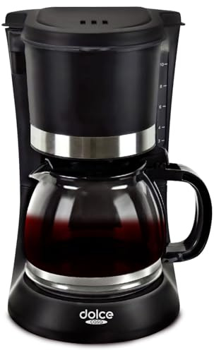 Cafetière 1,2L - 8-12 Tasses 900W - Dolce Casa DC-CAF-8-12-N - Filtre amovible - Fonction maintien au chaud - Noir Mat