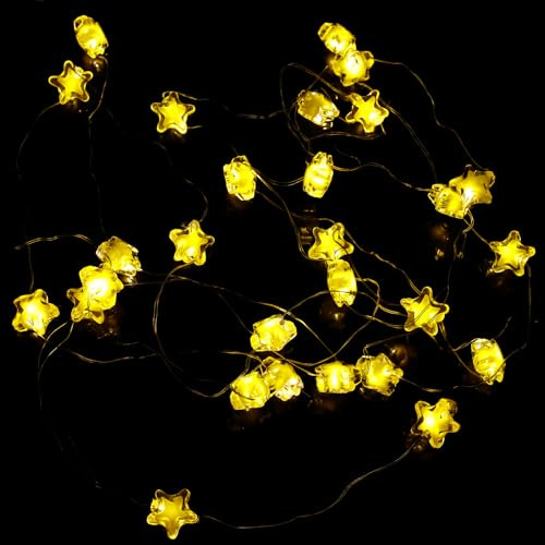 Kaleora 3 Stück Stern Lichterkette, 1M 10 LED Warmweiße Sternenlichterkette Batteriebetrieben, LED Dekolicherkette für Weihnachten, Geburtstag, Kinderzimmer, Hochzeit, Party Deko