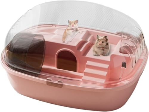 Acrylic Hamster Cage, WADY Large Hamster Cage, Transparent Large Acrylic Cage, Hamster Tank for Gerbils, Mice and Other Small Animals, Includes Water Bottle, Exercise Wheel, Hamster Hide-Out (Pink)