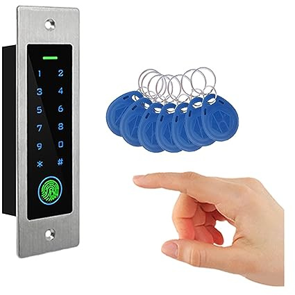 Tastiera di controllo accessi in metallo impermeabile con impronte digitali RFID125Khz Controller di accesso apriporta for lettore di password con design integrato(With 10tags)
