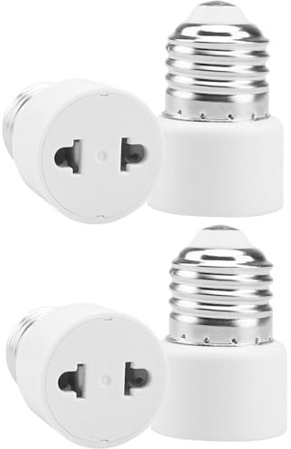 MejaRizon 4 Stück Lampenfassung E27, E27 Adapter Steckdose, Glühbirnen-Steckdosen-Adapter, Fassung zum Anschrauben für Veranda Garage Kamera Terrasse, 2-Polig, Weiß