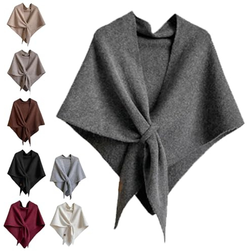 Xiyocadt Biohofer Unifarbener Damenschal, Damen Schal Aus Wollmischung In Volltonfarbe, All-Match-Dreiecksschal Umhang Poncho-Pullover, für im Frühling und Sommer, 8 Farben Passend