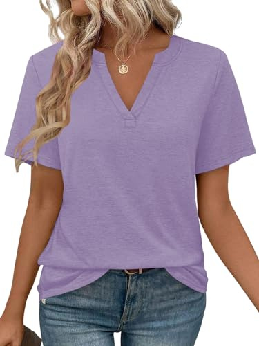 Cuptacc Tshirt Damen Oberteile Kurzarm V Ausschnitt T Shirt Sommer Casual | Sommer,Elegant,Basic,Fashion,Lockere,Mode,Sexy,Lässig,Business Outfit,Einfarbig,Komfort,Weich,Bequem,Büro