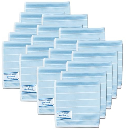 Das blaue Wunder Brillant Brillenputztuch blau 30 x 30 cm 20er-Sparset, Streifenfrei, Fusselfrei, Bambus Reinigungstuch für Haushalt und Brillen