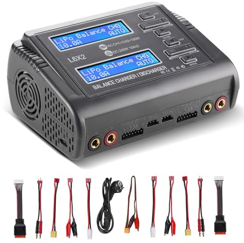 LiPo Akku ladegerät Dual 10A RC Fast Balance Akkuladegerät Entlader | RC Car Drone Ladegeräte für 1S-6S LiPo Li-ion Life LiHV 1S-15S NiCd NiMH 2-20V PB Smart Akkus