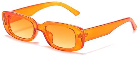 qinqilanqi-S Rechteckig Sonnenbrillen für Damen Herren Trendige Mode Brille 90er Vintage modisch UV 400 Schutz Quadratischer Rahmen (Orange/Orange)