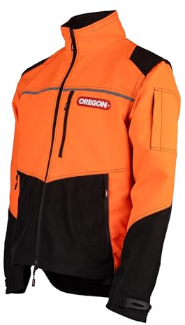 Oregon Protect Pro Varseljacka, Reflekterande, Vattentålig, Allväders, Stretchmaterial, Proffskvalitet för Användning av Motordrivna Verktyg, Skogs- och Friluftsarbete, Orange/Svart, Storlek 3XL
