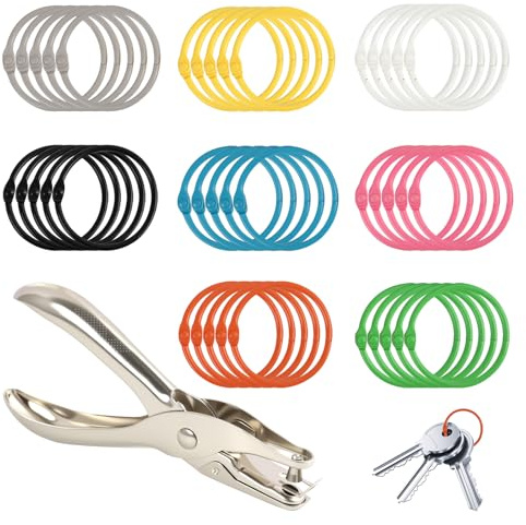 LUCTHY 40 Pcs Binder Rings with Hole Punch, 45mm Loose Leaf Book Rings