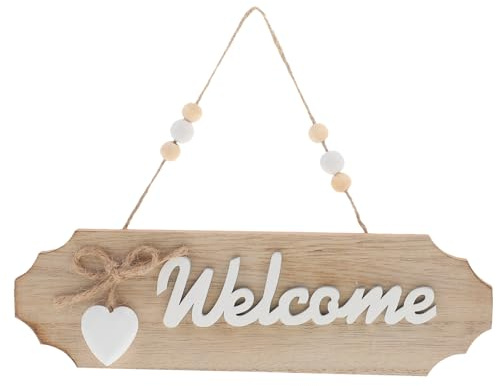 MUSISALY Panneau de Bienvenue en Bois Naturel à Suspendre pour Porte D’Entrée Décoration Murale Rustique Noeud Plaque Suspendue pour Maison Bar Café Boutique – Déco Porte Entrée