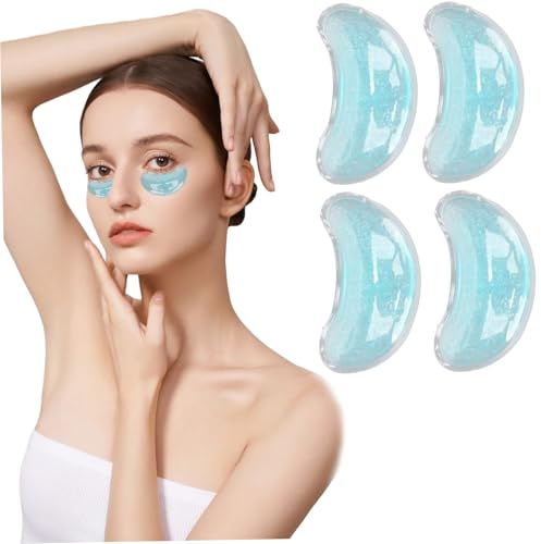 Wiederverwendbare Augenklappen, 2 Paar heiße und kalte Gel-Augenpads/Eisbeutel für geschwollene Augen, Augenringe und Tränensäcke