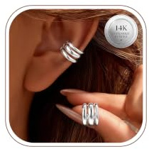 ORAZIO Ear Cuff Plata Pendientes Sin Agujero Mujer Antialergicos Earcuffs Pendientes Clip Ajustable Pendientes Falsos Helix Cartilago Faux Piercing Oreja