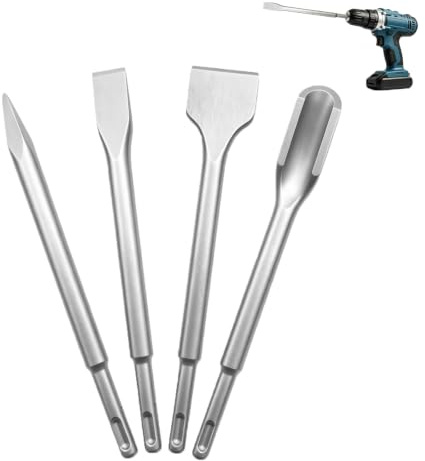 Set de 4 Cinceles SDS Plus, 14 x 250 mm Punta, Cincel Ancho, Plana, U y Ancha 40mm, Cinceles