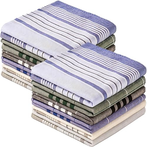 Dmhwd 12Pcs Pañuelos para Hombre，Pañuelos de Tela 40x40 cm