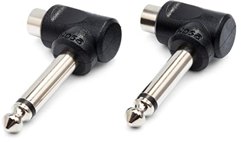 HosaTech GPR-123 RCA to 1/4 inch TS Right Angle Adapters (Pack of 2)